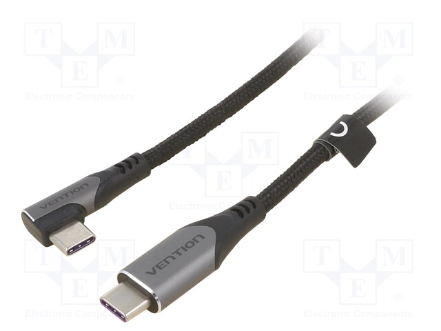 Cable; USB 2.0; USB C plug,USB C angled plug; 2m; black; 480Mbps