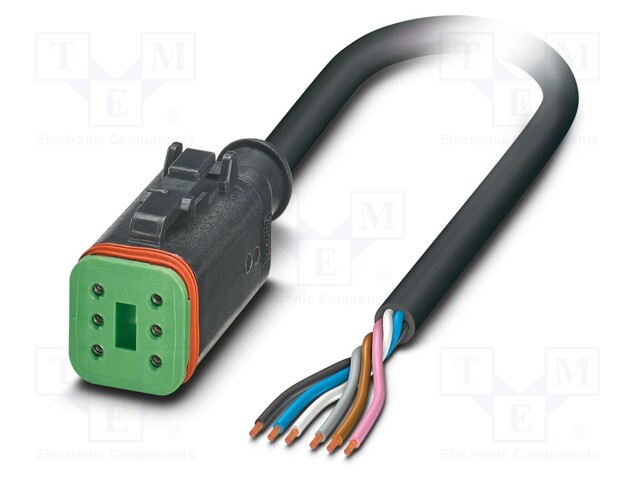 Connection lead; DT06-6S; PIN: 6; straight; 10m; plug; 48VAC; 8A