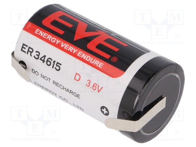 Battery: lithium; 3.6V; D; soldering lugs; Ø32.9x61.5mm; 19000mAh
