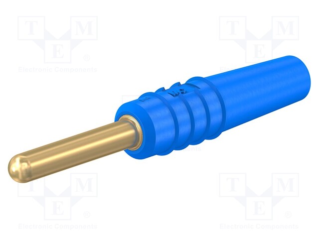 Plug; 2mm banana; 10A; 30VAC; 60VDC; blue; gold-plated; Ø: 0.5mm