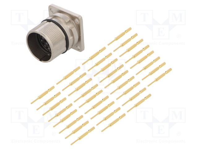 Connector: M23; socket; PIN: 17; male; crimped; straight; 9A; IP67