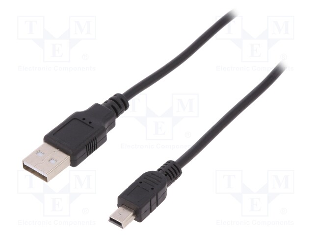 Cable; USB 2.0; USB A plug,USB B mini plug; nickel plated; 1.8m