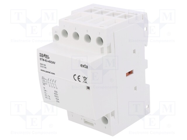 Contactor: 4-pole installation; 63A; 24VAC; 24VDC; NO x4; DIN