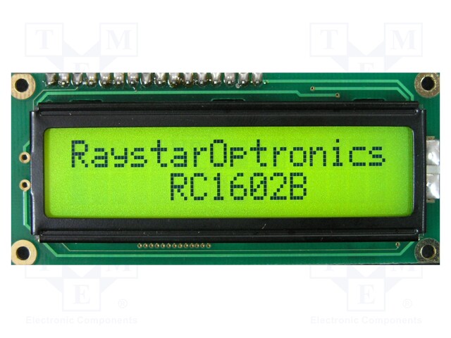 Display: LCD; alphanumeric; FSTN Positive; 16x2; yellow; LED