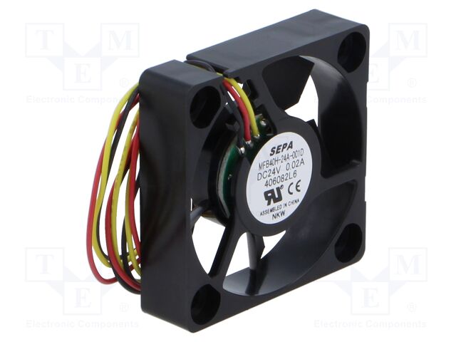 Fan: DC; axial; 24VDC; 40x40x10mm; 11.3m3/h; 27dBA; ball bearing