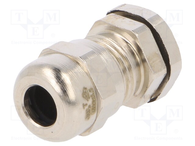 Cable gland; M12; IP68; Mat: brass; Body plating: nickel