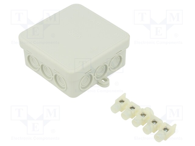 Enclosure: junction box; X: 85mm; Y: 85mm; Z: 40mm; polyetylene; IP55