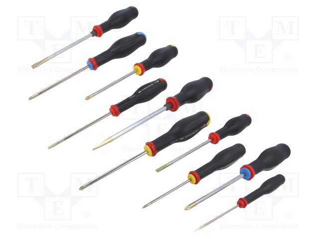 Kit: screwdrivers; Phillips,Pozidriv®,slot; 10pcs.