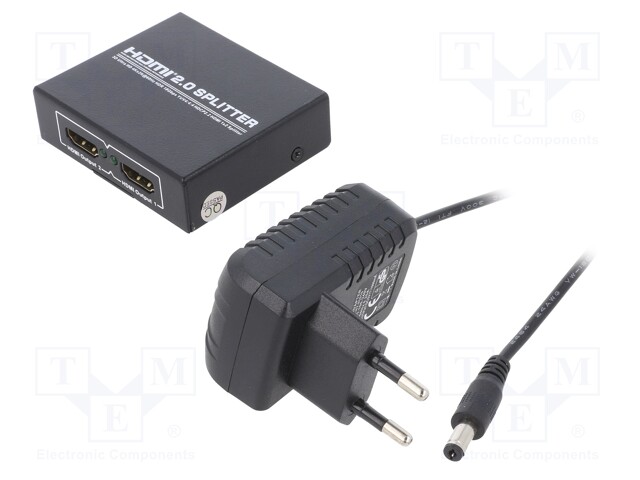 Splitter; HDMI 2.0; Colour: black; Input: DC socket,HDMI socket