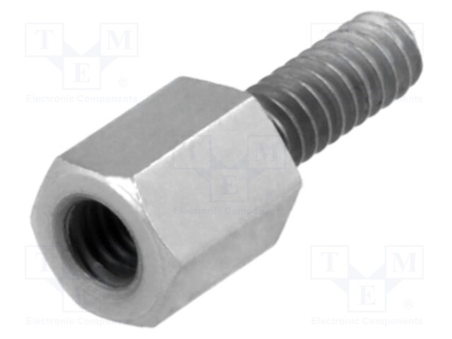 Screwed spacer sleeve; Int.thread: M3; 6mm; Ext.thread: UNC4-40