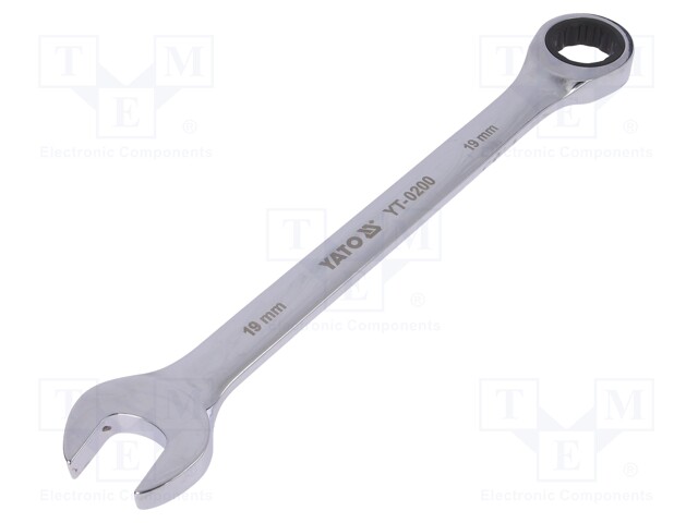 Key; combination spanner,with ratchet; 19mm