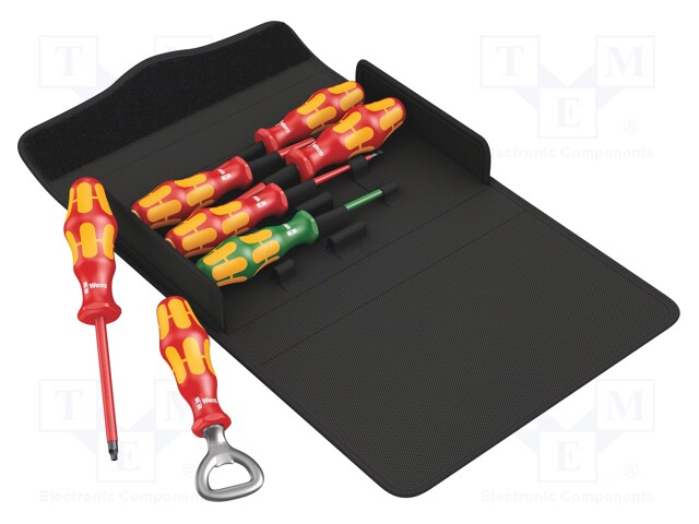 Kit: screwdrivers; insulated; 1kVAC; square,Phillips,slot; case