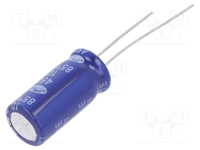 Capacitor: electrolytic; THT; 10uF; 450VDC; Ø10x20mm; ±20%; 2000h