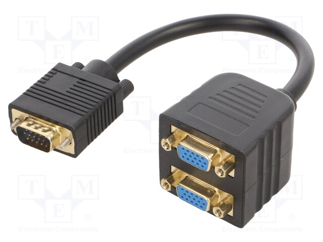 Cable; D-Sub 15pin HD socket x2,D-Sub 15pin HD plug; black