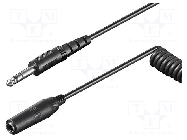 Cable; Jack 6.35mm socket,Jack 6.35mm plug; 5m; black; Øout: 4mm