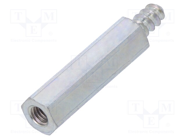 Screwed spacer sleeve; Int.thread: M3; 20mm; Ext.thread: ST3,3