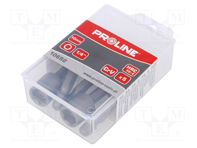 Screwdriver bit; Socket: HEX 10mm; Mounting: 1/4" (C6,3mm); 5pcs.