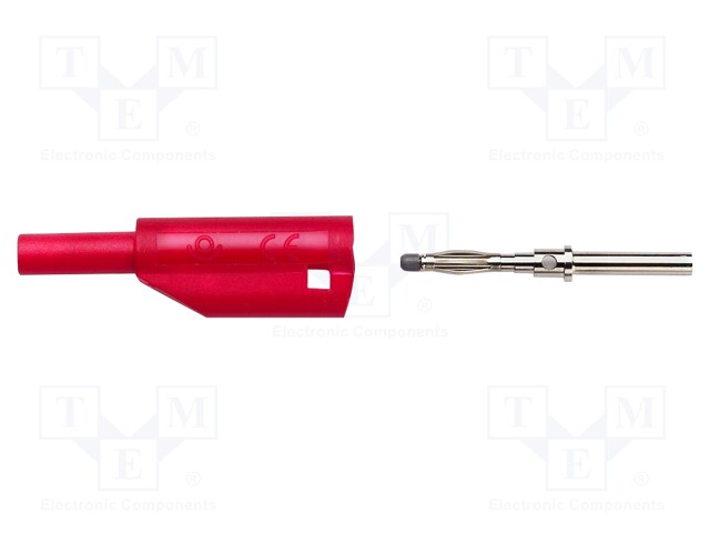 Plug; 2mm banana; 10A; 600V; red; Plating: nickel plated