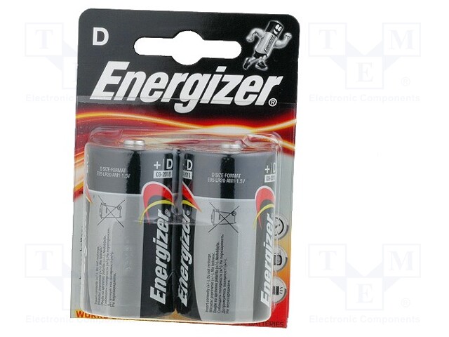 Battery: alkaline; 1.5V; D; Base; Batt.no: 2; non-rechargeable