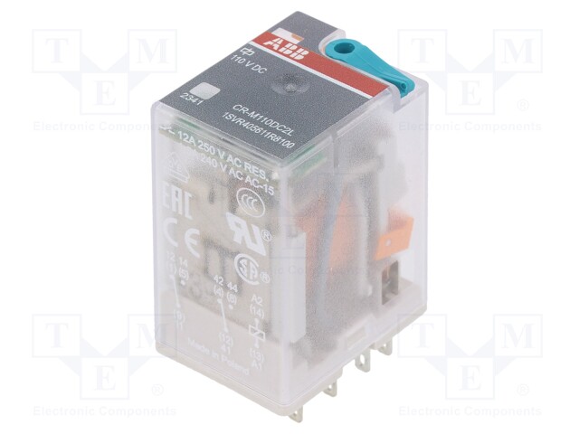 Relay: electromagnetic; DPDT; Ucoil: 110VDC; 12A; max.250VAC