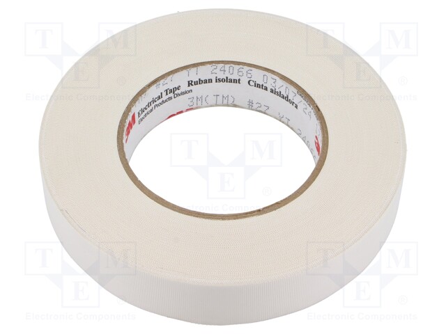 Tape: electrical insulating; W: 25mm; L: 55m; Thk: 177um; white; 5%