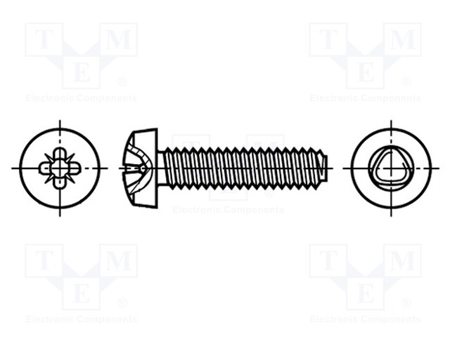 Screw; for metal; 3x8; Head: cheese head; Pozidriv; steel; zinc