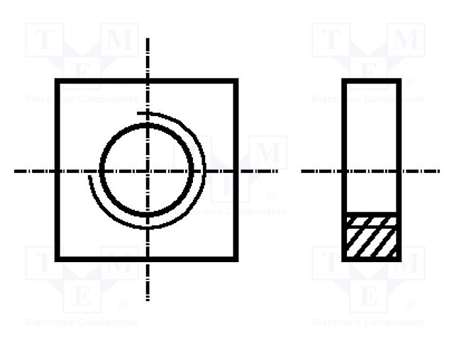 Nut; square; M2,5; steel; Plating: zinc; Pitch: 0,45; BN: 145; DIN: 562