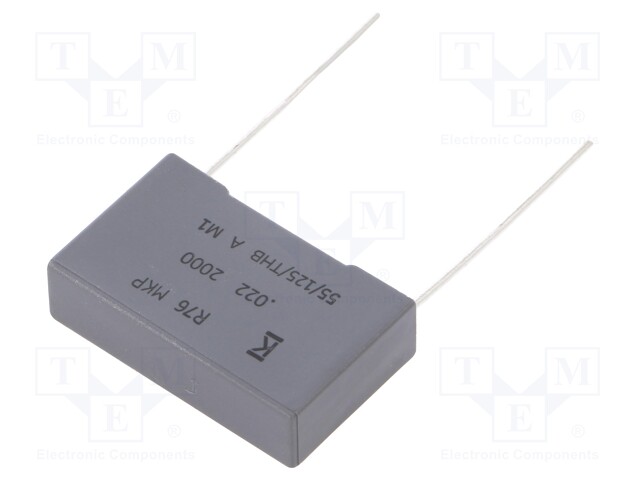 Capacitor: polypropylene; 22nF; 22.5mm; ±5%; 26.5x7x16mm; 2000VDC