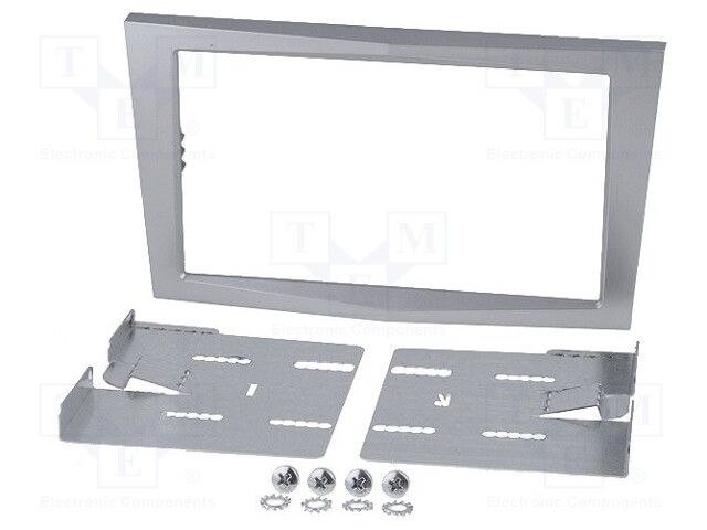 Radio mounting frame; Opel; 2 DIN; silver satin