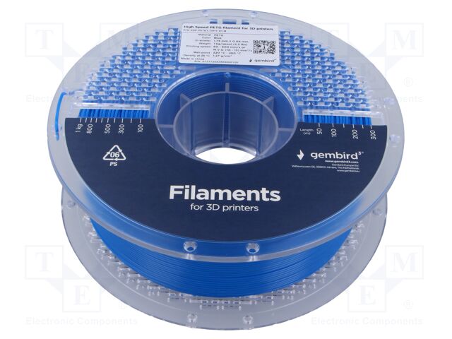 Filament: PET-G; 1.75mm; blue; 220÷260°C; 1kg; High Speed