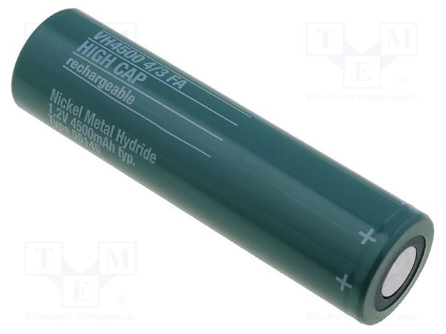 Re-battery: Ni-MH; 4/3A; 1.2V; 4500mAh; Ø17x67mm; Features: low +