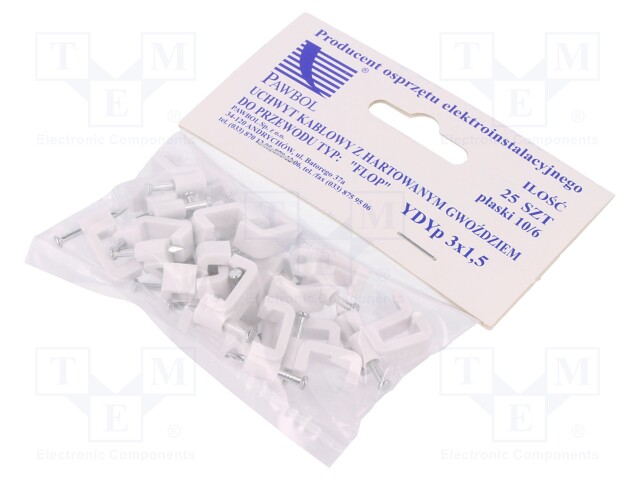 Holder; white; Application: YDYp 3x1,5,for flat cable; 25pcs.