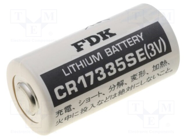 Battery: lithium; 3V; 2/3A,2/3R23; Ø17x33.5mm; 1800mAh