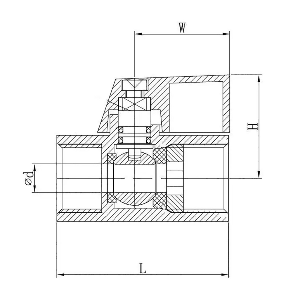 Ball valve; acid resistant steel AISI 316; PTFE; max.63bar; 46mm