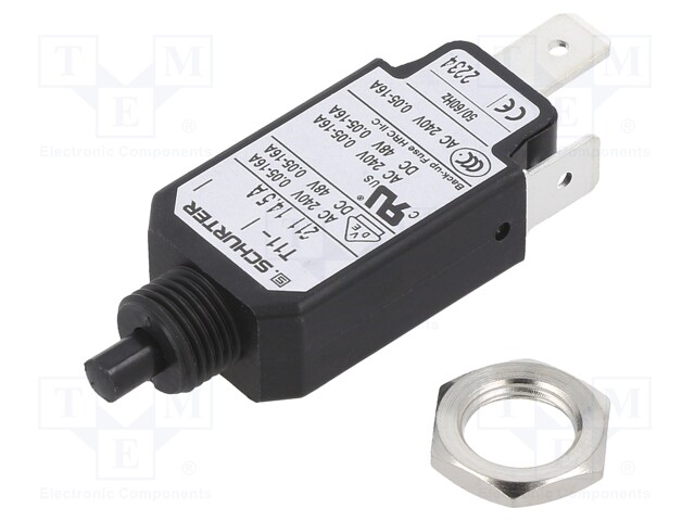 Circuit breaker; Urated: 240VAC; 48VDC; 14.5A; SPST; Poles: 1; screw