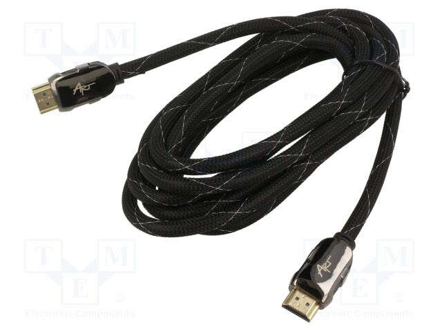 Cable; HDMI 1.4; HDMI plug,both sides; textile; 3m; black; 30AWG