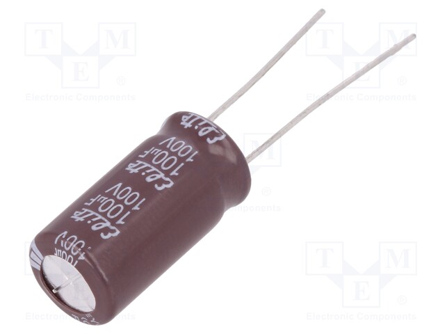 Capacitor: electrolytic; low impedance; THT; 100uF; 100VDC; ±20%