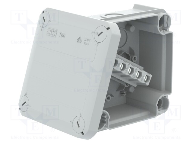 Enclosure: junction box; X: 114mm; Y: 114mm; Z: 58mm; polypropylene