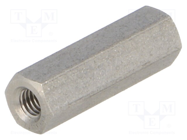 Screwed spacer sleeve; Int.thread: M3; 18mm; hexagonal