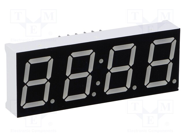 Display: LED; 7-segment; 14.2mm; 0.56"; No.char: 4; blue; 80mcd