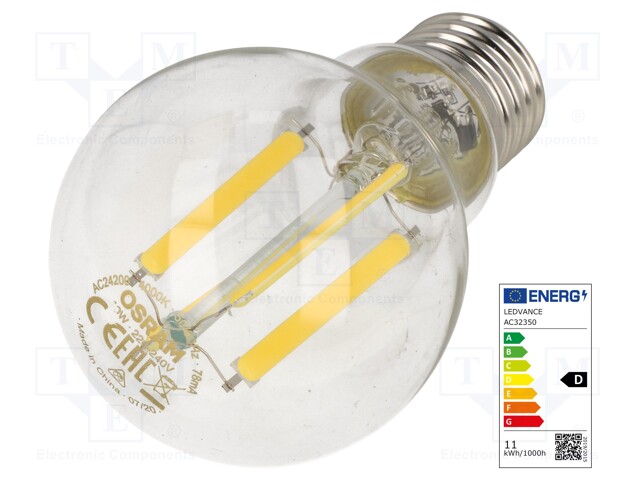 LED lamp; neutral white; E27; 230VAC; 1521lm; 10W; 4000K; CRImin: 80