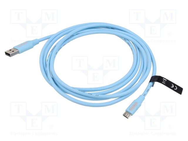 Cable; USB 2.0; USB A plug,USB B micro plug; nickel plated; 2m