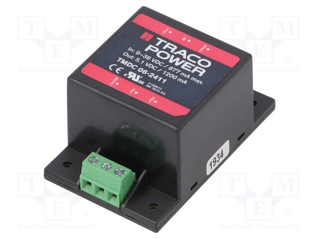 Converter: DC/DC; 6W; Uin: 9÷36V; Uout: 5.1VDC; Iout: 1200mA; 49g