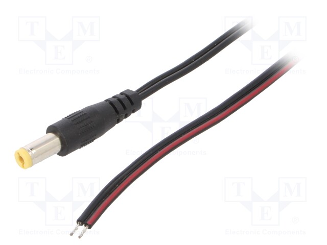 Cable; wires,DC 5,5/2,1 plug; straight; 0.5mm2; black; 1.5m