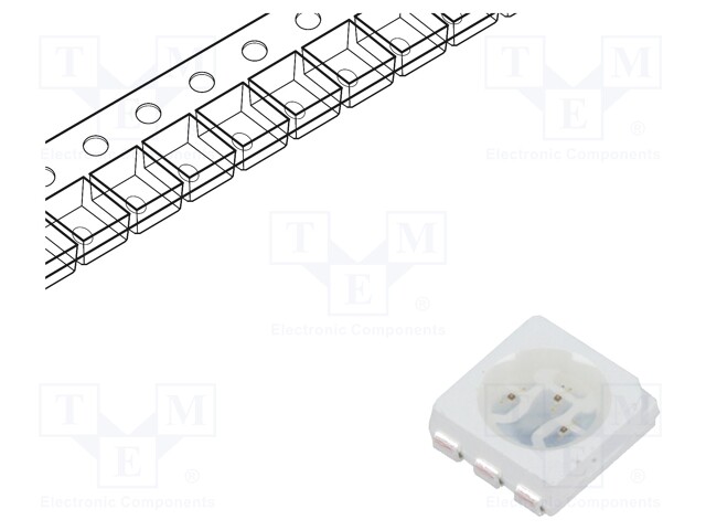 LED; SMD; 5050,PLCC6; yellow; 530÷1000mcd; 5.4x4.95x1.6mm; 120°