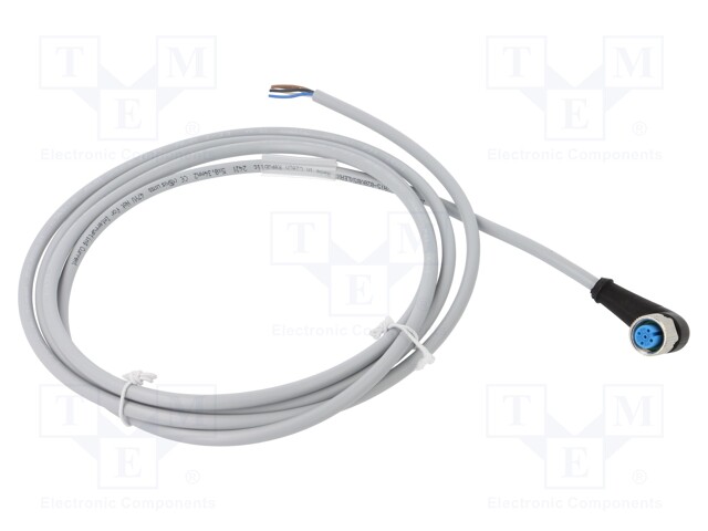 Connection lead; M12; PIN: 5; angled; 2m; plug; 250VAC; 4A; -30÷80°C