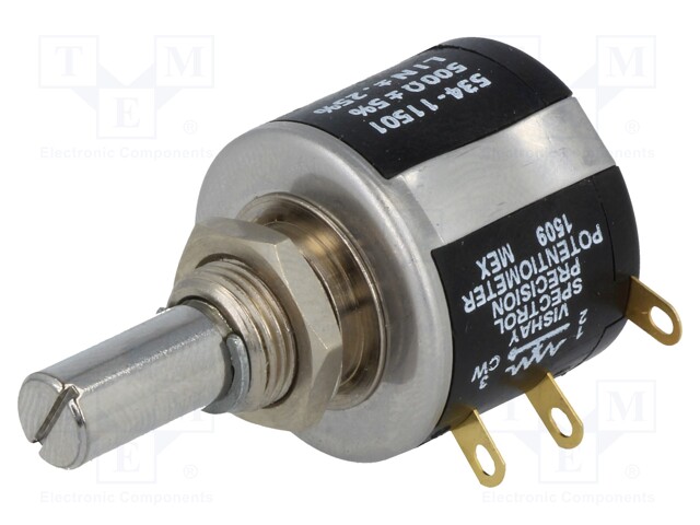 Potentiometer: shaft; multiturn; 500Ω; 2W; ±5%; 6.35mm; Series: 534