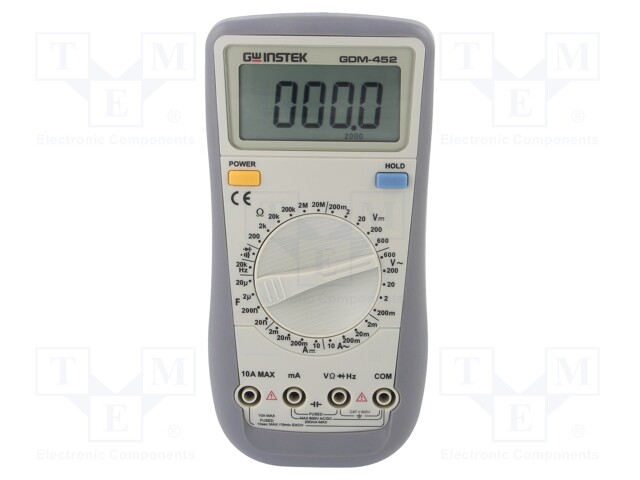 Digital multimeter; LCD 4,5 digit (19999); R range: 200÷20MΩ