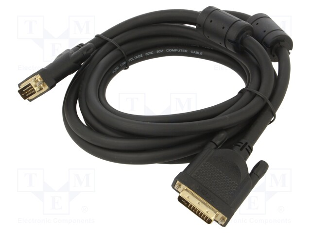 Cable; dual link; DVI-D (24+1) plug,both sides; 3m; black