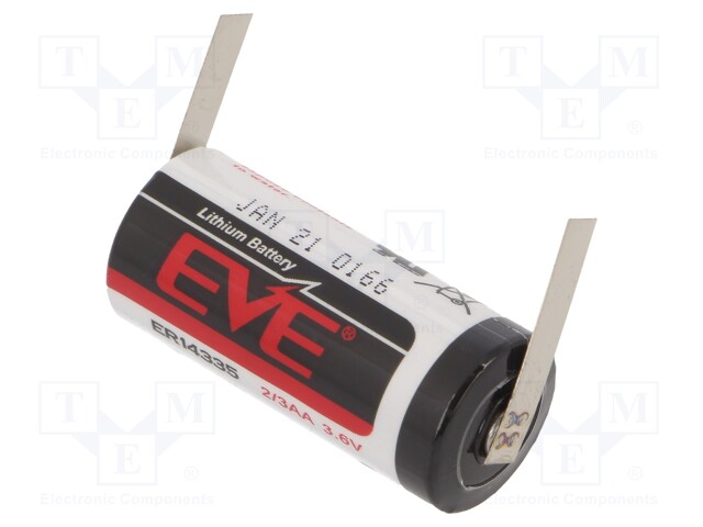 Battery: lithium; 3.6V; 14335,2/3AA; soldering lugs; Ø14.5x33.5mm